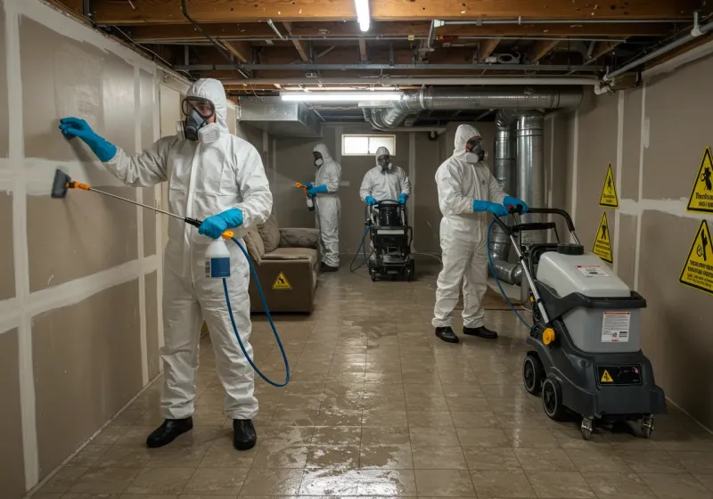 Basement Moisture Removal and Structural Drying process in La Vernia, TX